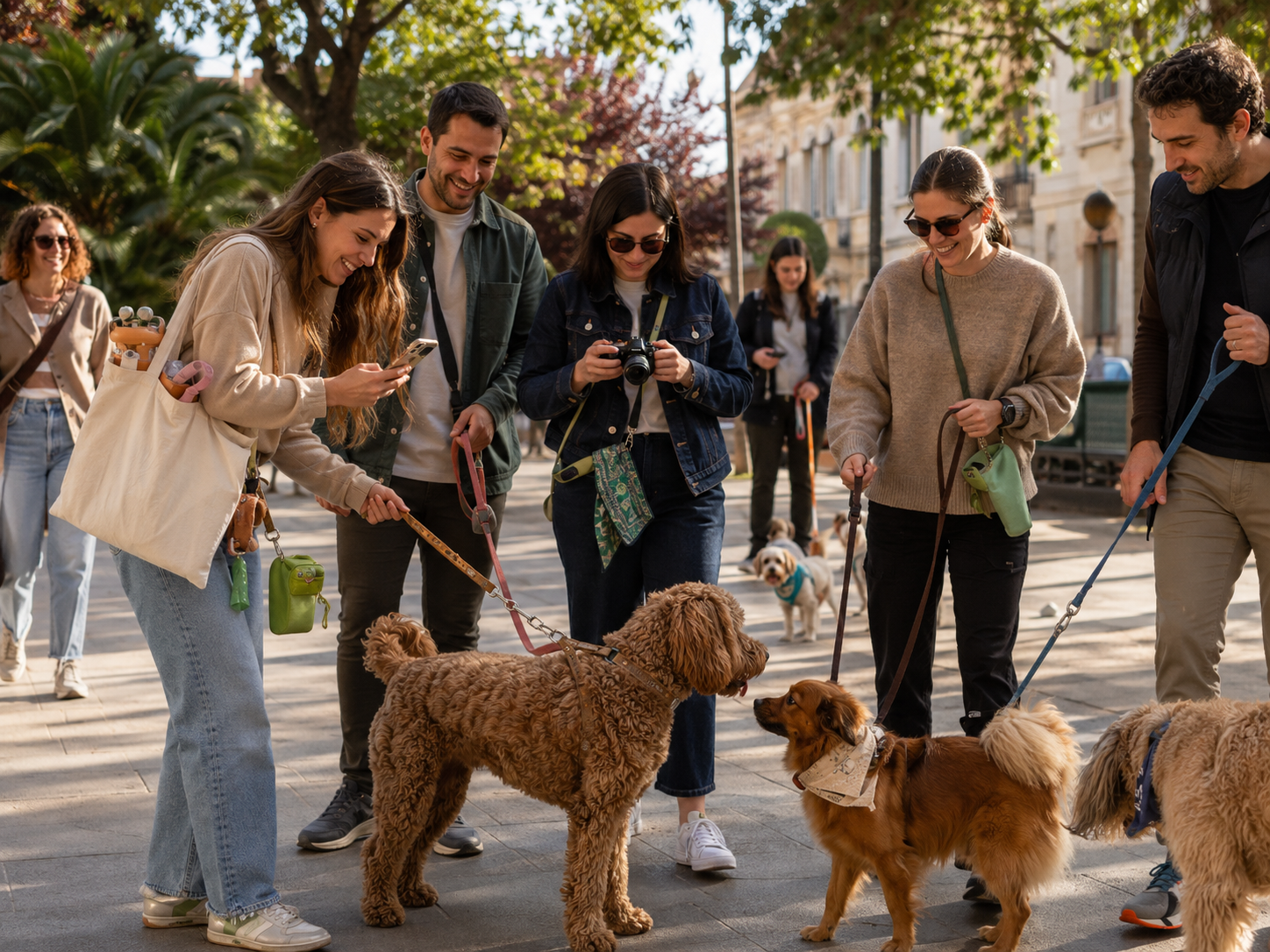 Dog community on a city photo walk with their dogs